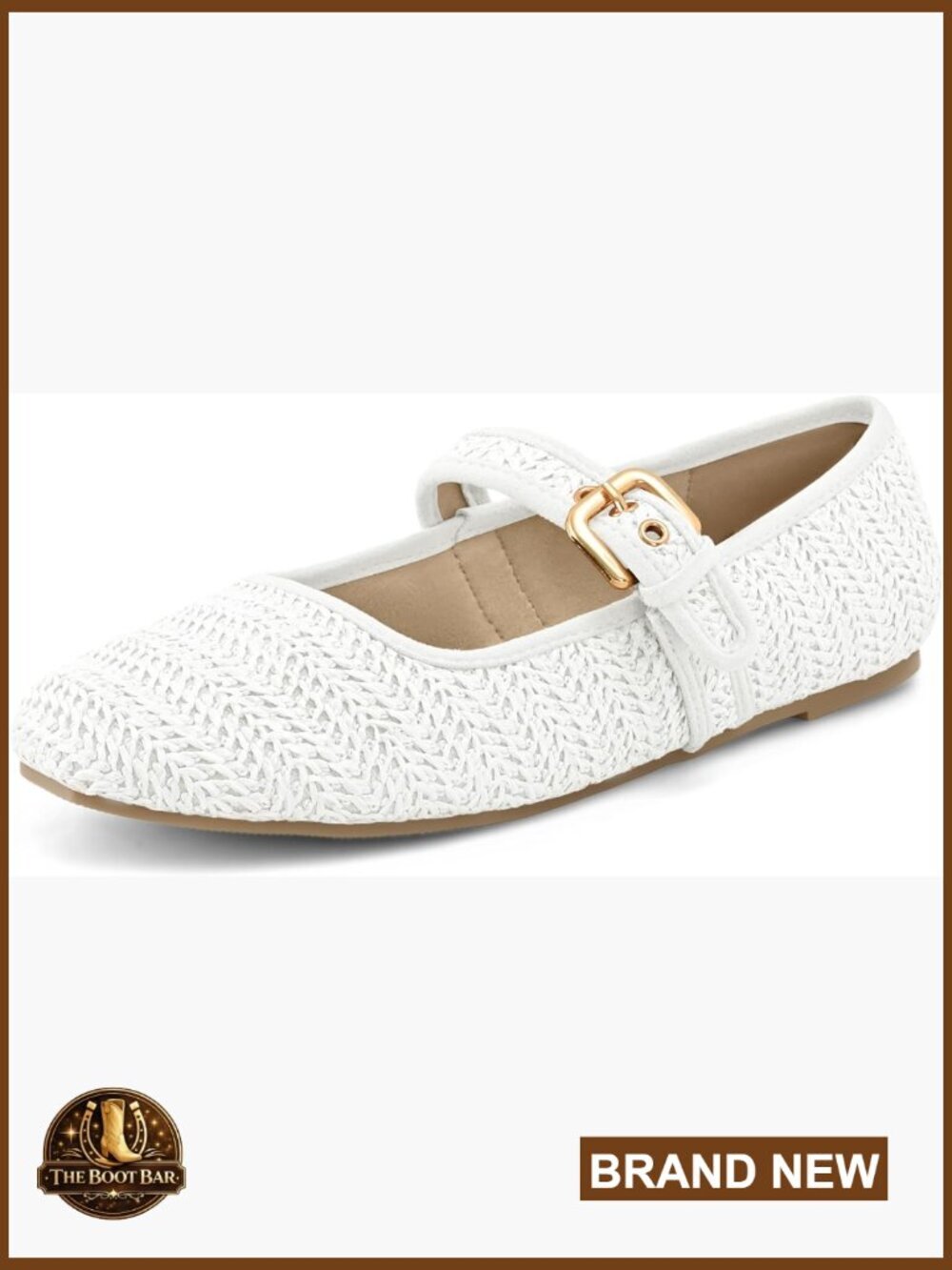 Woven Raffia Ballet Flats with Buckle Strap for Casual Dress